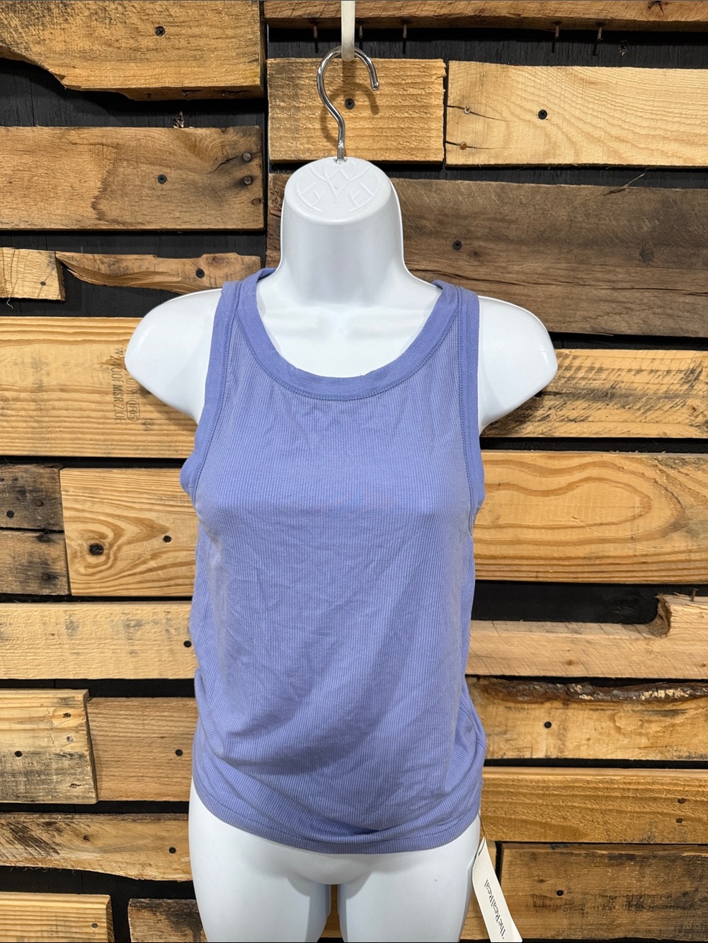 All Saints Rina Ribbed Tank Top In Washed Blue Size 6 - Picture 4 of 10